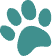 A simple blue paw print icon on a transparent background.